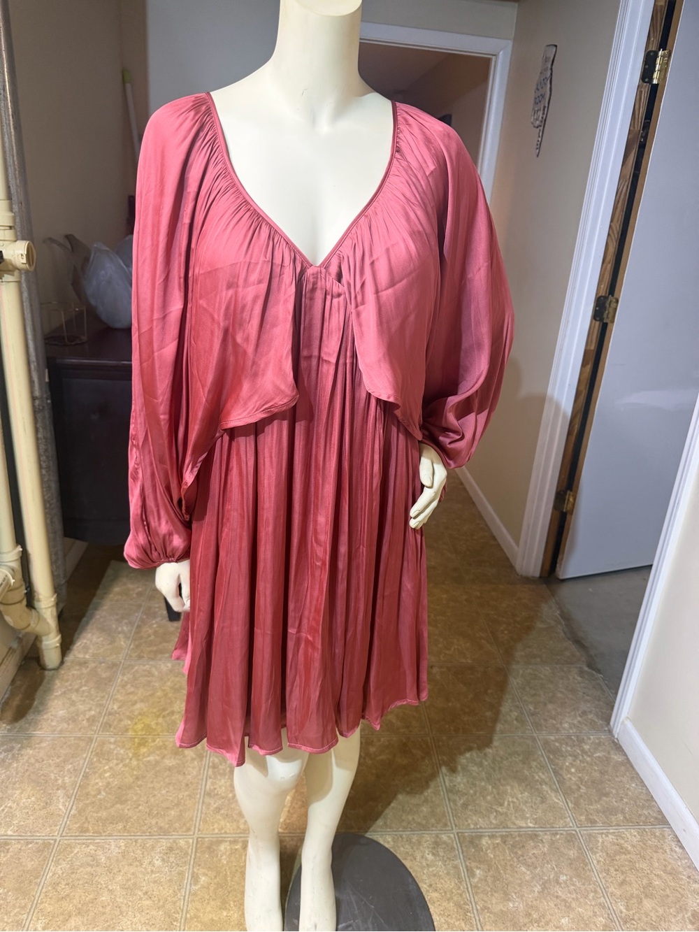 AKIRA Dusty Rose V-Neck Babydoll Dress